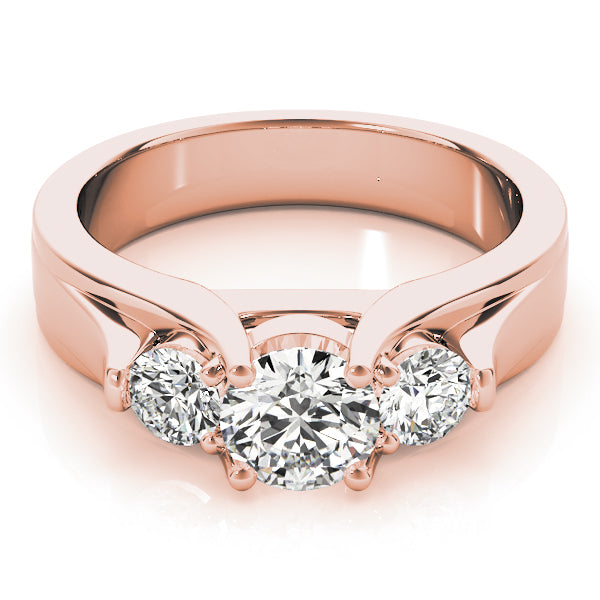 Pristine Three-Stone Round Diamond Engagement Ring — 9K/18K Gold & Platinum
