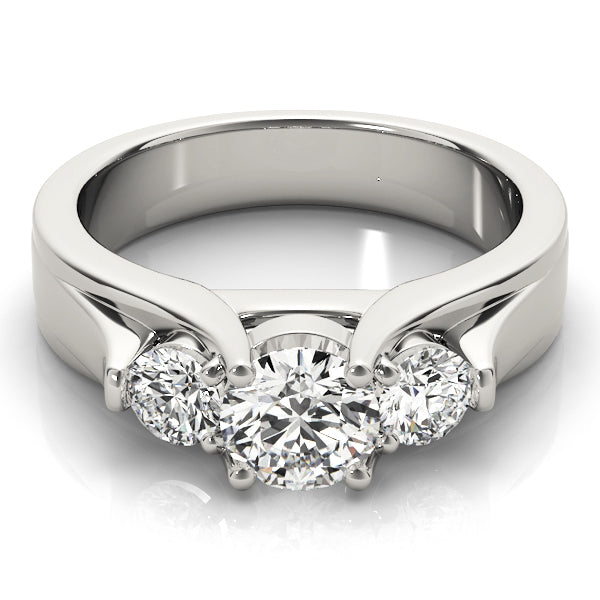 Pristine Three-Stone Round Diamond Engagement Ring — 9K/18K Gold & Platinum