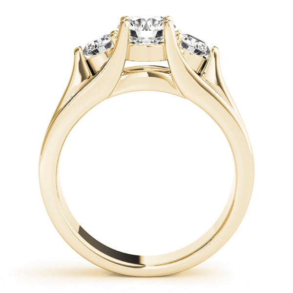 Pristine Three-Stone Round Diamond Engagement Ring — 9K/18K Gold & Platinum