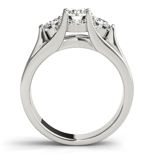 Pristine Three-Stone Round Diamond Engagement Ring — 9K/18K Gold & Platinum