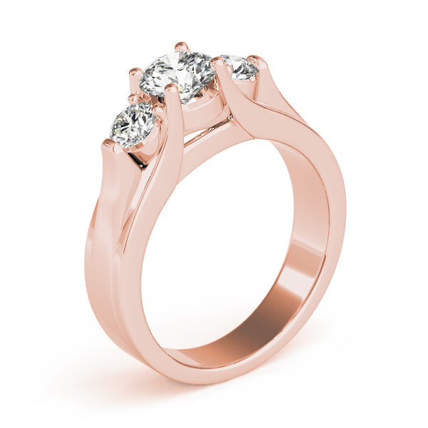 Pristine Three-Stone Round Diamond Engagement Ring — 9K/18K Gold & Platinum