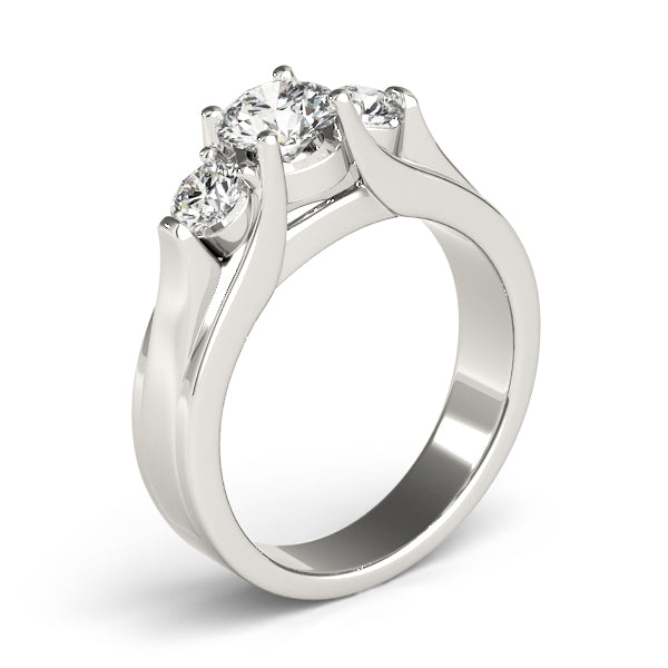 Pristine Three-Stone Round Diamond Engagement Ring — 9K/18K Gold & Platinum
