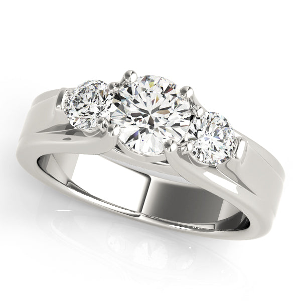 Pristine Three-Stone Round Diamond Engagement Ring — 9K/18K Gold & Platinum