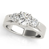 Pristine Three-Stone Round Diamond Engagement Ring — 9K/18K Gold & Platinum