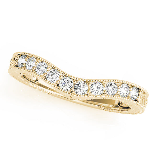 Antique Milgrain Curved Half Eternity Ring in Gold & Platinum