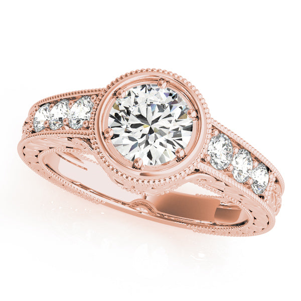 Resplendent Antique Round Diamond Engagement Ring — 9K/18K Gold & Platinum