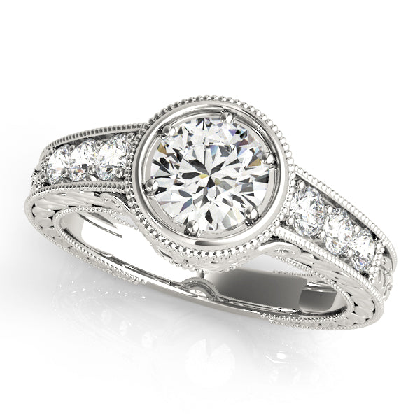 Resplendent Antique Round Diamond Engagement Ring — 9K/18K Gold & Platinum