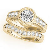 Resplendent Antique Round Diamond Engagement Ring — 9K/18K Gold & Platinum