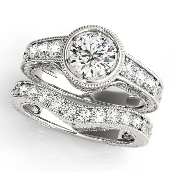 Resplendent Antique Round Diamond Engagement Ring — 9K/18K Gold & Platinum