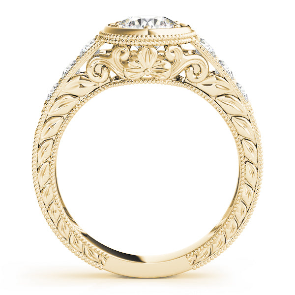 Resplendent Antique Round Diamond Engagement Ring — 9K/18K Gold & Platinum