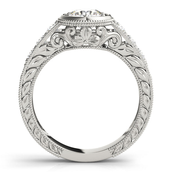 Resplendent Antique Round Diamond Engagement Ring — 9K/18K Gold & Platinum