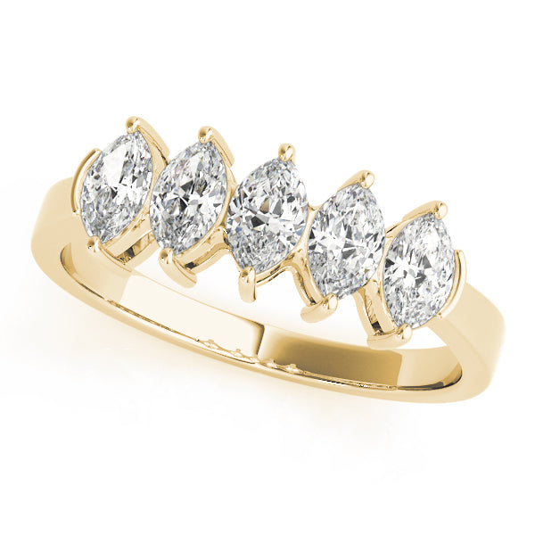 Fancy Marquise Half Eternity Ring in Gold & Platinum