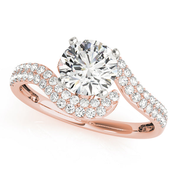 Luxe Bypass Round Diamond Engagement Ring — 9K/18K Gold & Platinum