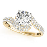 Luxe Bypass Round Diamond Engagement Ring — 9K/18K Gold & Platinum