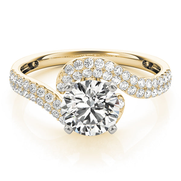 Luxe Bypass Round Diamond Engagement Ring — 9K/18K Gold & Platinum