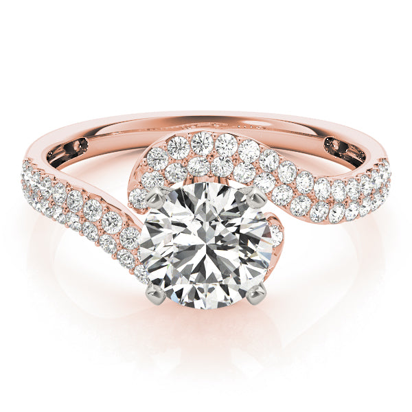 Luxe Bypass Round Diamond Engagement Ring — 9K/18K Gold & Platinum
