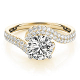 Luxe Bypass Round Diamond Engagement Ring — 9K/18K Gold & Platinum