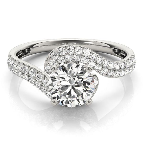 Luxe Bypass Round Diamond Engagement Ring — 9K/18K Gold & Platinum