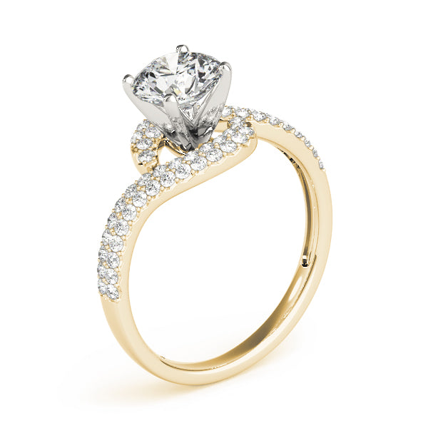 Luxe Bypass Round Diamond Engagement Ring — 9K/18K Gold & Platinum