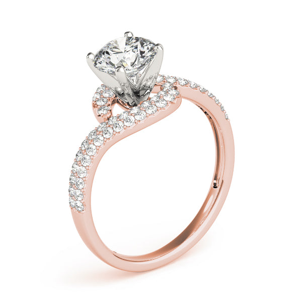 Luxe Bypass Round Diamond Engagement Ring — 9K/18K Gold & Platinum