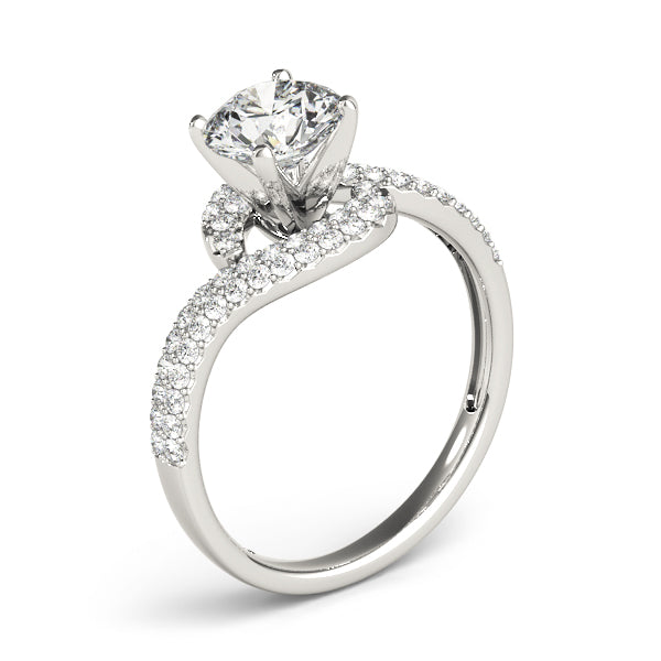Luxe Bypass Round Diamond Engagement Ring — 9K/18K Gold & Platinum