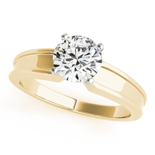 Refined Solitaires Any Shape Round Diamond Engagement Ring — 9K/18K Gold & Platinum