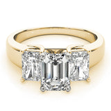 Regal Three-Stone Oval Diamond Engagement Ring — 9K/18K Gold & Platinum