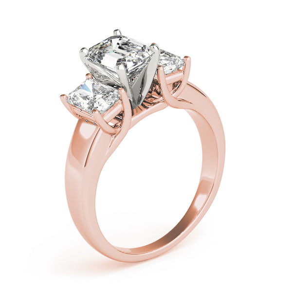 Regal Three-Stone Oval Diamond Engagement Ring — 9K/18K Gold & Platinum