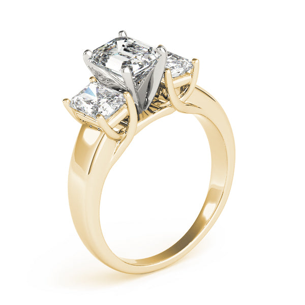 Regal Three-Stone Oval Diamond Engagement Ring — 9K/18K Gold & Platinum