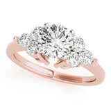 Radiant Cluster Sides Round Diamond Engagement Ring — 9K/18K Gold & Platinum