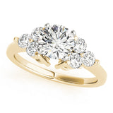 Radiant Cluster Sides Round Diamond Engagement Ring — 9K/18K Gold & Platinum