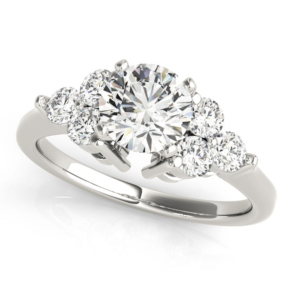 Radiant Cluster Sides Round Diamond Engagement Ring — 9K/18K Gold & Platinum