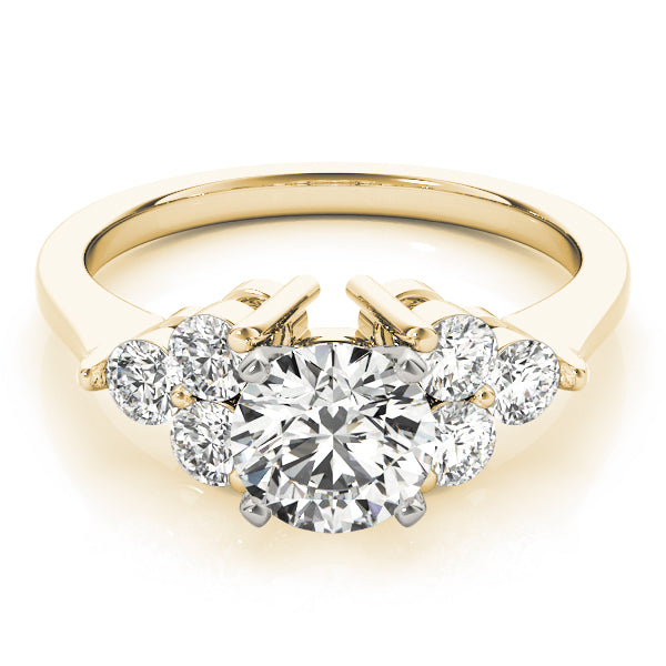 Radiant Cluster Sides Round Diamond Engagement Ring — 9K/18K Gold & Platinum