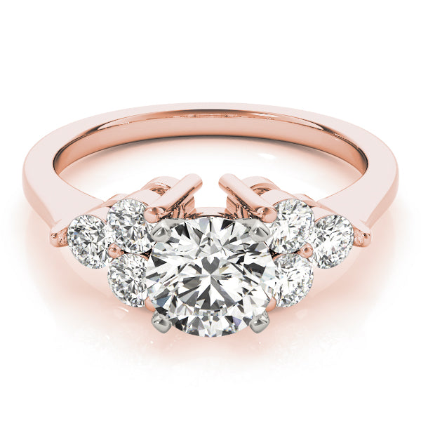 Radiant Cluster Sides Round Diamond Engagement Ring — 9K/18K Gold & Platinum