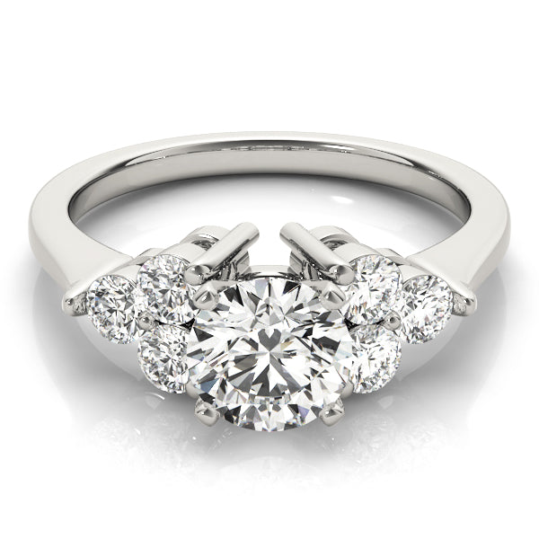Radiant Cluster Sides Round Diamond Engagement Ring — 9K/18K Gold & Platinum
