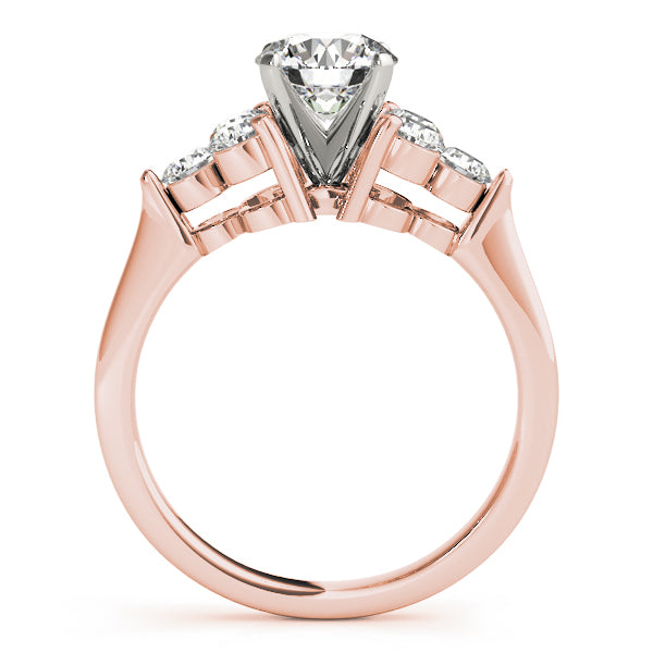 Radiant Cluster Sides Round Diamond Engagement Ring — 9K/18K Gold & Platinum