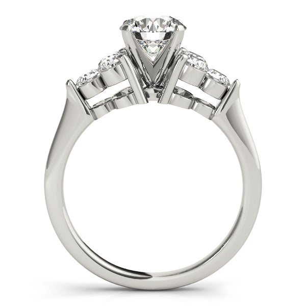 Radiant Cluster Sides Round Diamond Engagement Ring — 9K/18K Gold & Platinum