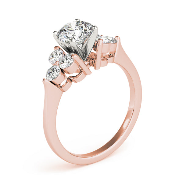 Radiant Cluster Sides Round Diamond Engagement Ring — 9K/18K Gold & Platinum
