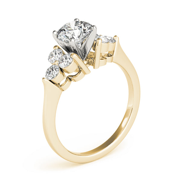 Radiant Cluster Sides Round Diamond Engagement Ring — 9K/18K Gold & Platinum
