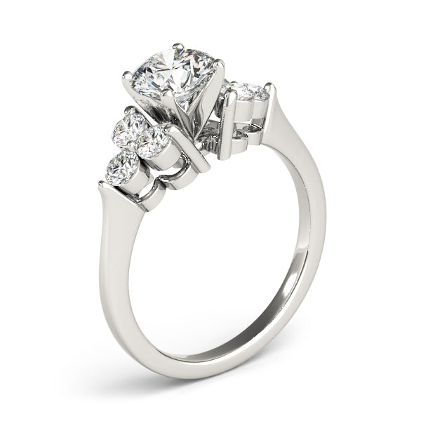 Radiant Cluster Sides Round Diamond Engagement Ring — 9K/18K Gold & Platinum
