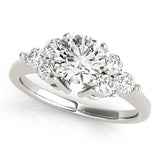 Radiant Cluster Sides Round Diamond Engagement Ring — 9K/18K Gold & Platinum