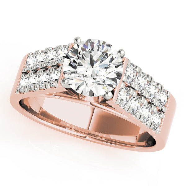 Majestic Multi-Row Round Diamond Engagement Ring — 9K/18K Gold & Platinum