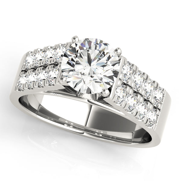 Majestic Multi-Row Round Diamond Engagement Ring — 9K/18K Gold & Platinum