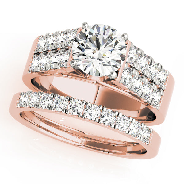 Majestic Multi-Row Round Diamond Engagement Ring — 9K/18K Gold & Platinum