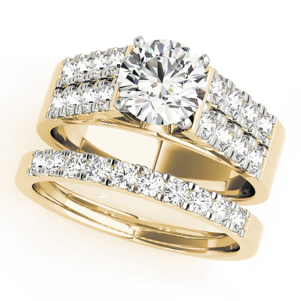 Majestic Multi-Row Round Diamond Engagement Ring — 9K/18K Gold & Platinum