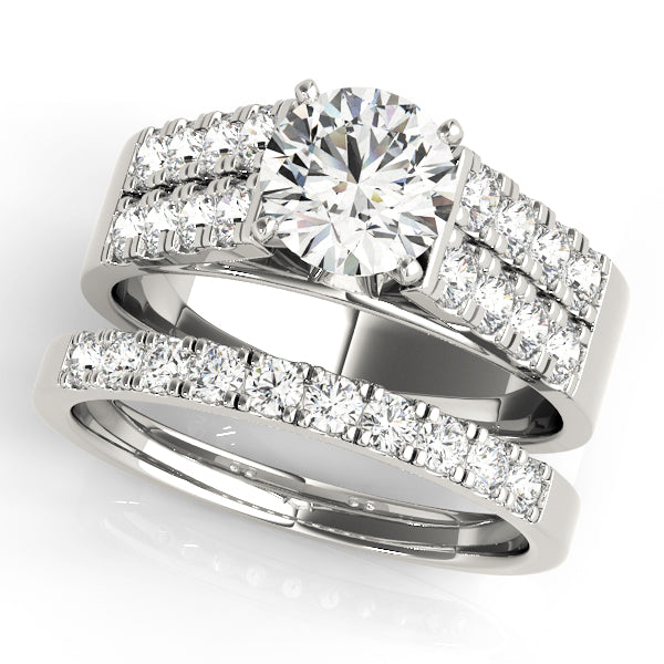Majestic Multi-Row Round Diamond Engagement Ring — 9K/18K Gold & Platinum