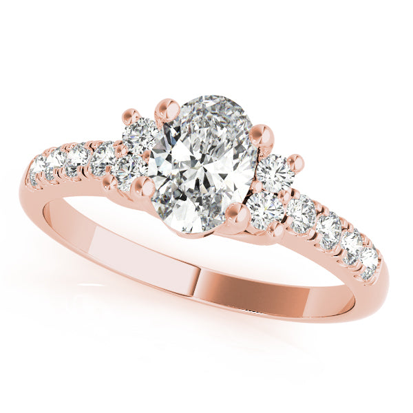 Lustrous Color Rings Oval Diamond Engagement Ring — 9K/18K Gold & Platinum