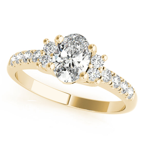 Lustrous Color Rings Oval Diamond Engagement Ring — 9K/18K Gold & Platinum
