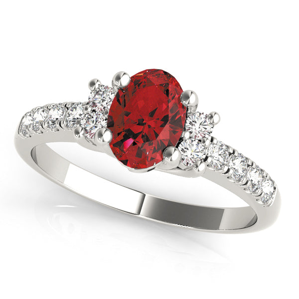 Lustrous Color Rings Oval Diamond Engagement Ring — 9K/18K Gold & Platinum