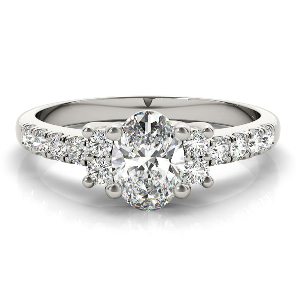 Lustrous Color Rings Oval Diamond Engagement Ring — 9K/18K Gold & Platinum
